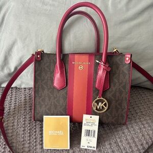 Michael Kors Center Stripe Cinnamon Multi Satche